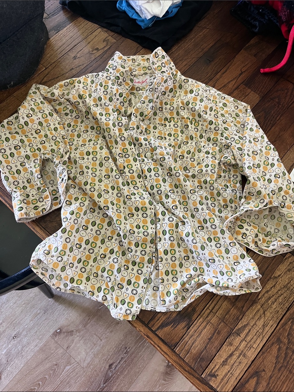 Kids Button-Down Shirt by Janie and Jack — Green & Yellow Fruit Print